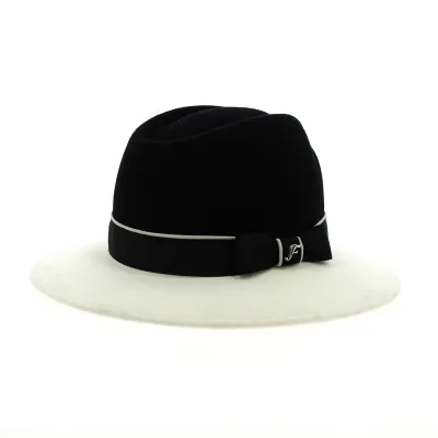Chapeau Fedora Feutre Laine Blanc et Noir - Flechet
