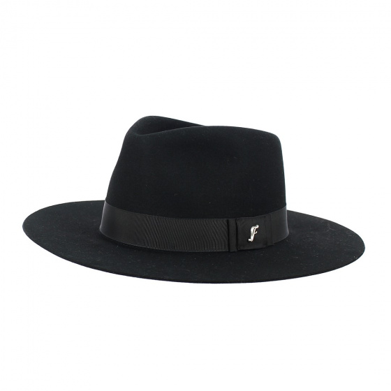 Fedora Hat Black rabbit hair felt - Flechet