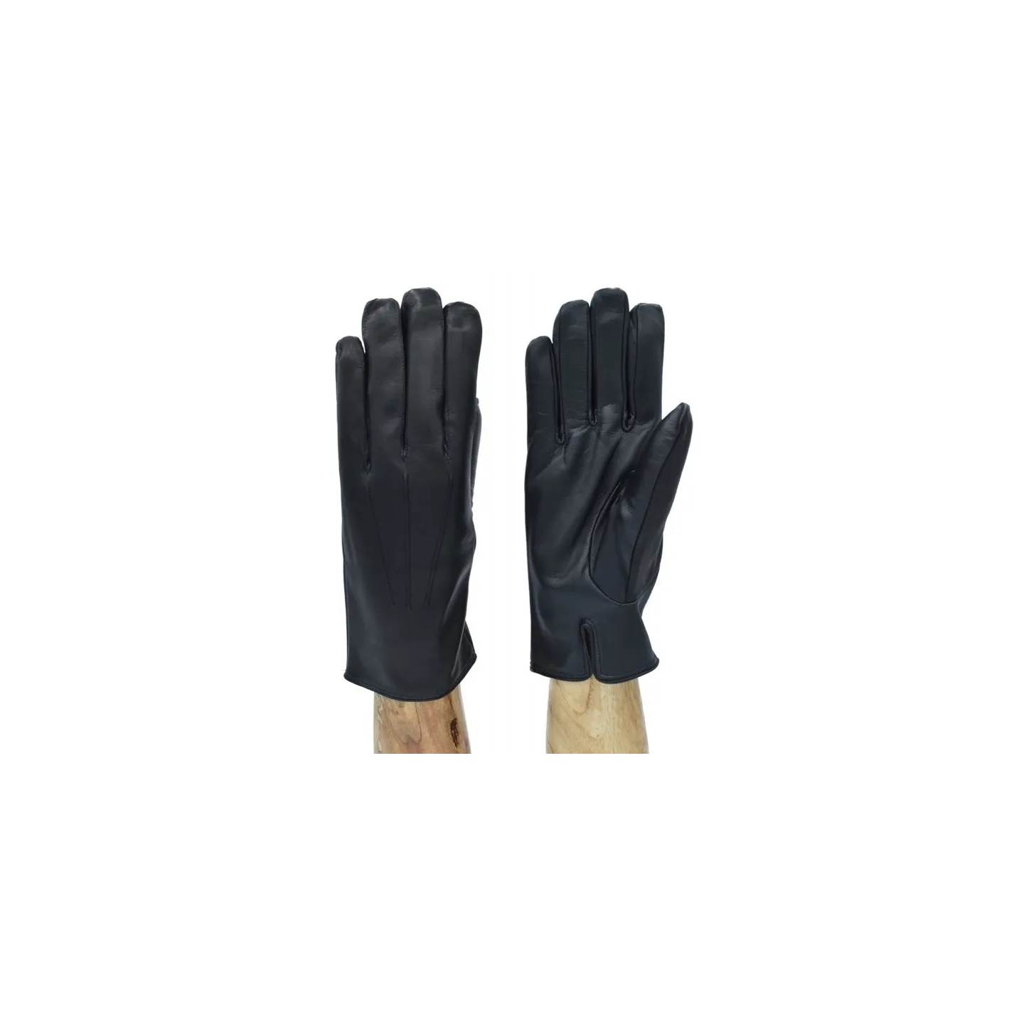 Gants homme en cuir et en soie noir - Traclet