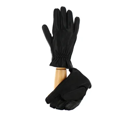 Gants homme en cuir et cachemire noir - Traclet