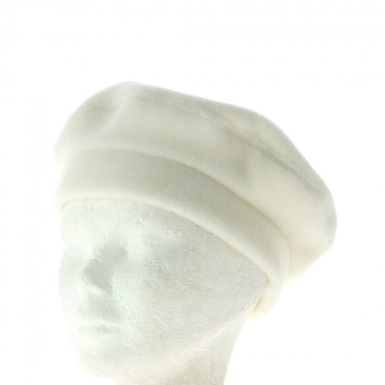 Amélie White Polyester Fleece Beret - Traclet