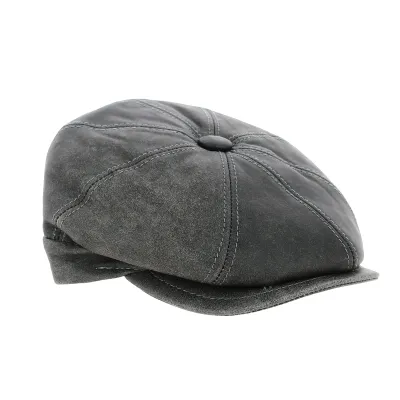Casquette Huit côtes Harris Cuir Gris - Fléchet