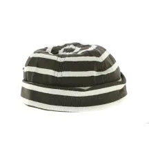 Bonnet Docker Coton à rayures taupe & écru - Traclet