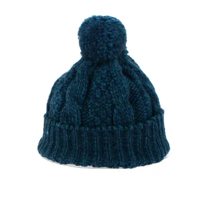 Bonnet à pompon Pykou acrylique bleu - Traclet