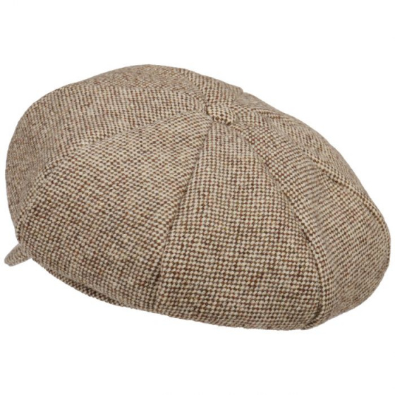 Brown & Beige Coco Tweed Newsboy Cap