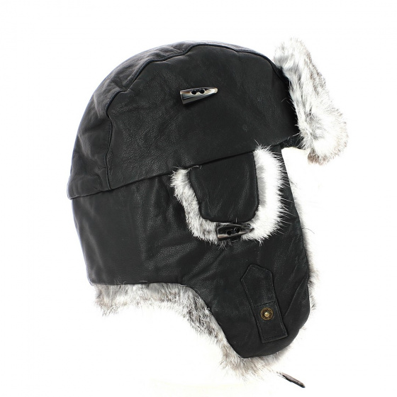 Serena Black Leather & Real Fur Chapka- Pipolaki