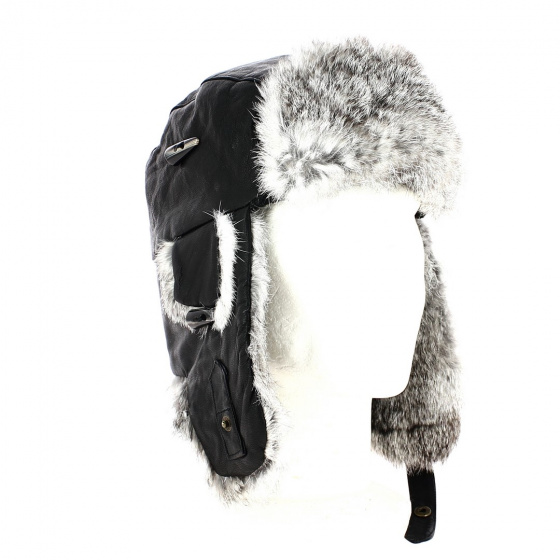 Serena Black Leather & Real Fur Chapka- Pipolaki