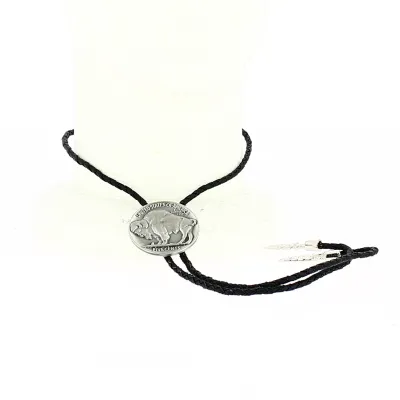 Bolo Tie Bison Silver