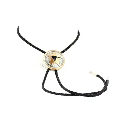 Bolo Tie Tête de taureau Doré