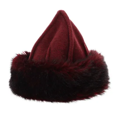 Toque Chaponik Polaire Bordeaux et Fausse Fourrure - Traclet