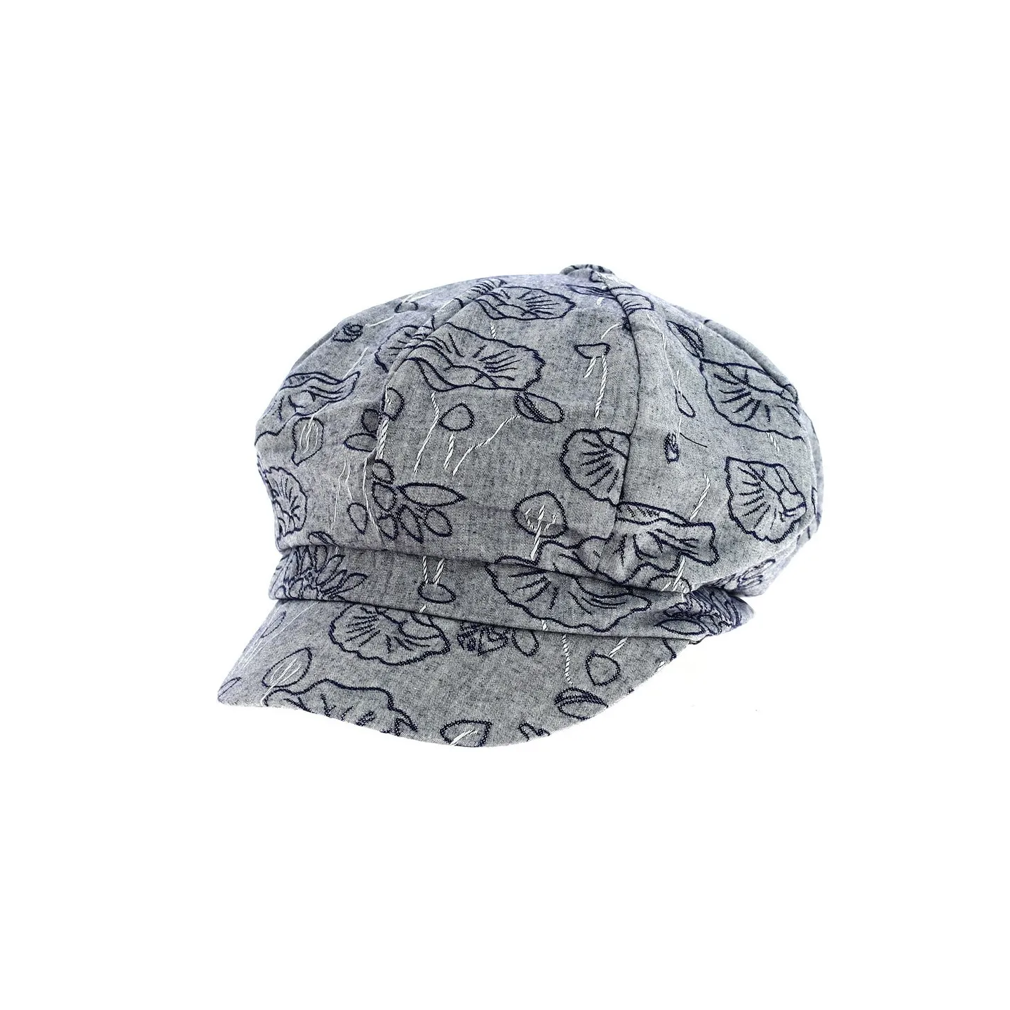 Sky Blue Retro Summer Edelweiss Cotton Newsboy Cap - Traclet Reference: 14283| Traclet Hat Shop