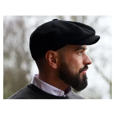 Casquette JP Tweed Laine Noir - Hanna Hats Reference : 14303| Chapellerie Traclet