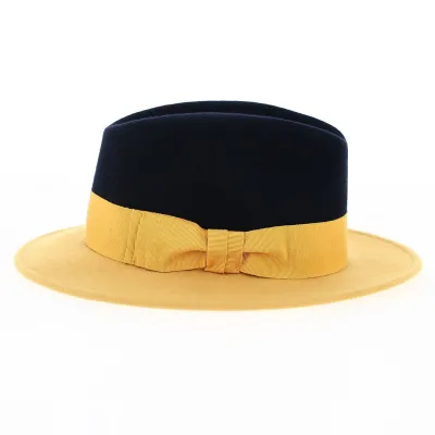 Fedora hat felt wool Venice blue & yellow - Traclet