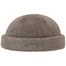 Docker Leather Beige Beanie - Stetson