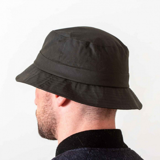 Brown Waxed Cotton Grolise Bucket Hat