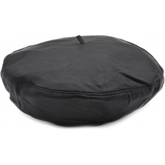 Furio Adjustable Beret Black Leather - Traclet
