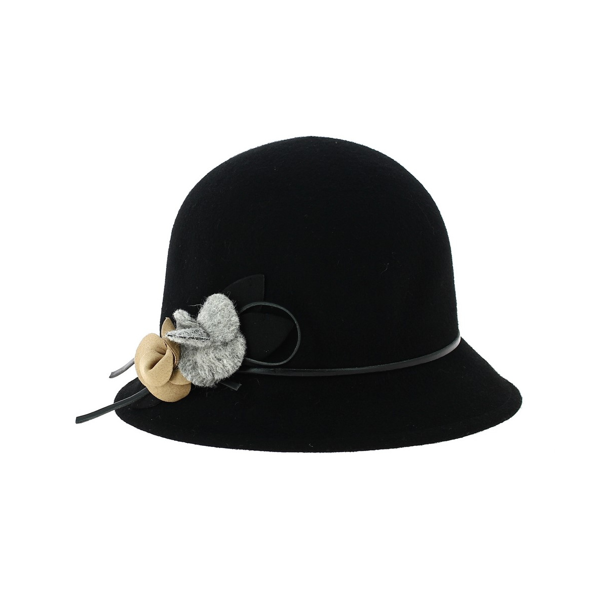 Sombrero Jeanne Cloche Fieltro Lana Negro - Traclet