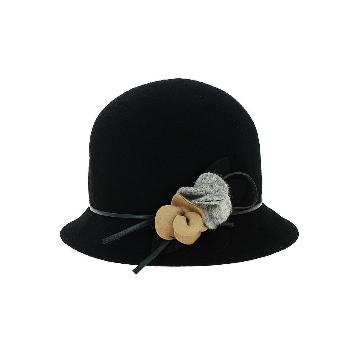 Sombrero Jeanne Cloche Fieltro Lana Negro - Traclet