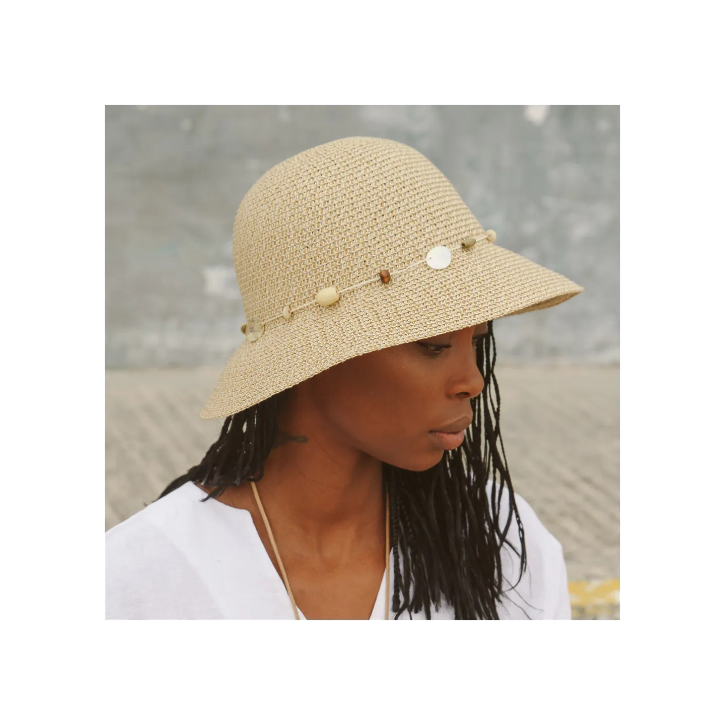 Chapeau anti uv upf50+ Cloche Bohemian Naturel- House Of Ord