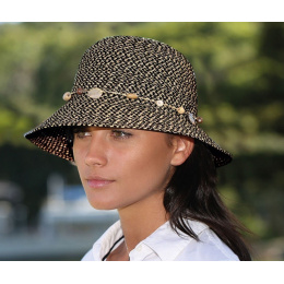 Chapeau Cloche Bicolore Naturel-Marron - Rigon Headwear