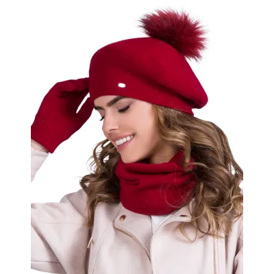 Béret Femme Bella à Pompon Rouge - Traclet