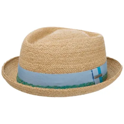 Pork Pie Diamond Raffia Natural Straw Hat - Stetson