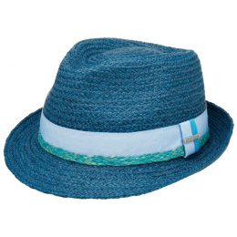 Trilby Raffia Natural Straw Hat Blue - Stetson