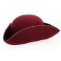 Small Burgundy Wool Felt Tricorn - Traclet