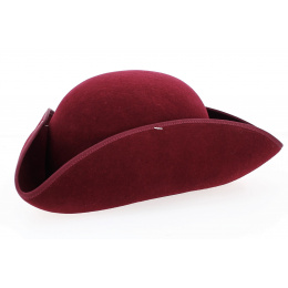 Small Burgundy Wool Felt Tricorn - Traclet