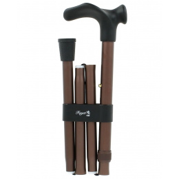 adjustable folding cane alu brown anatomic handle right fayet