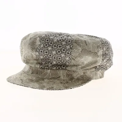 Cap Gavroche Océane Cotton Taupe Floral Patterns - Crambes