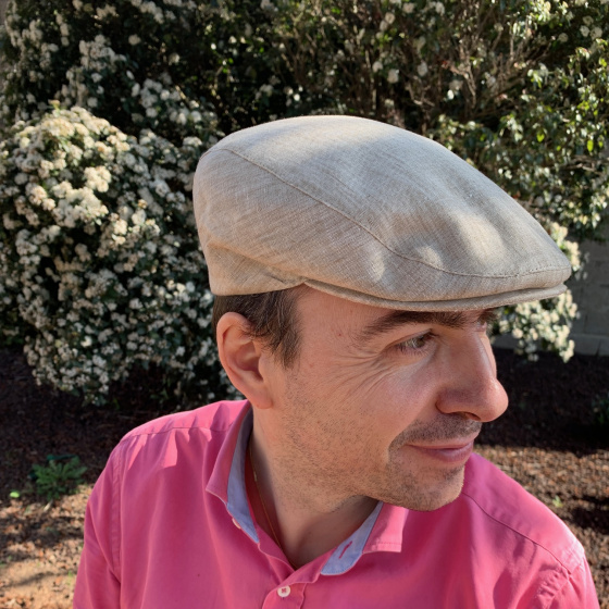 Flat Cap Boston Linen Beige - Traclet