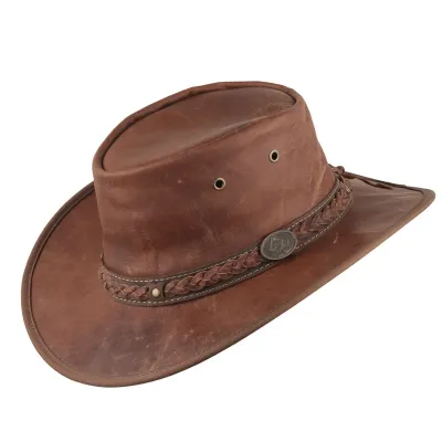 Chapeau Cuir De Kangourou Tan - Sundowner Scippis - Traclet