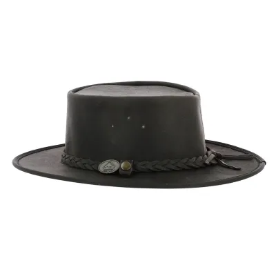 Chapeau Cuir De Kangourou Marron - Saddler Scippis - Traclet