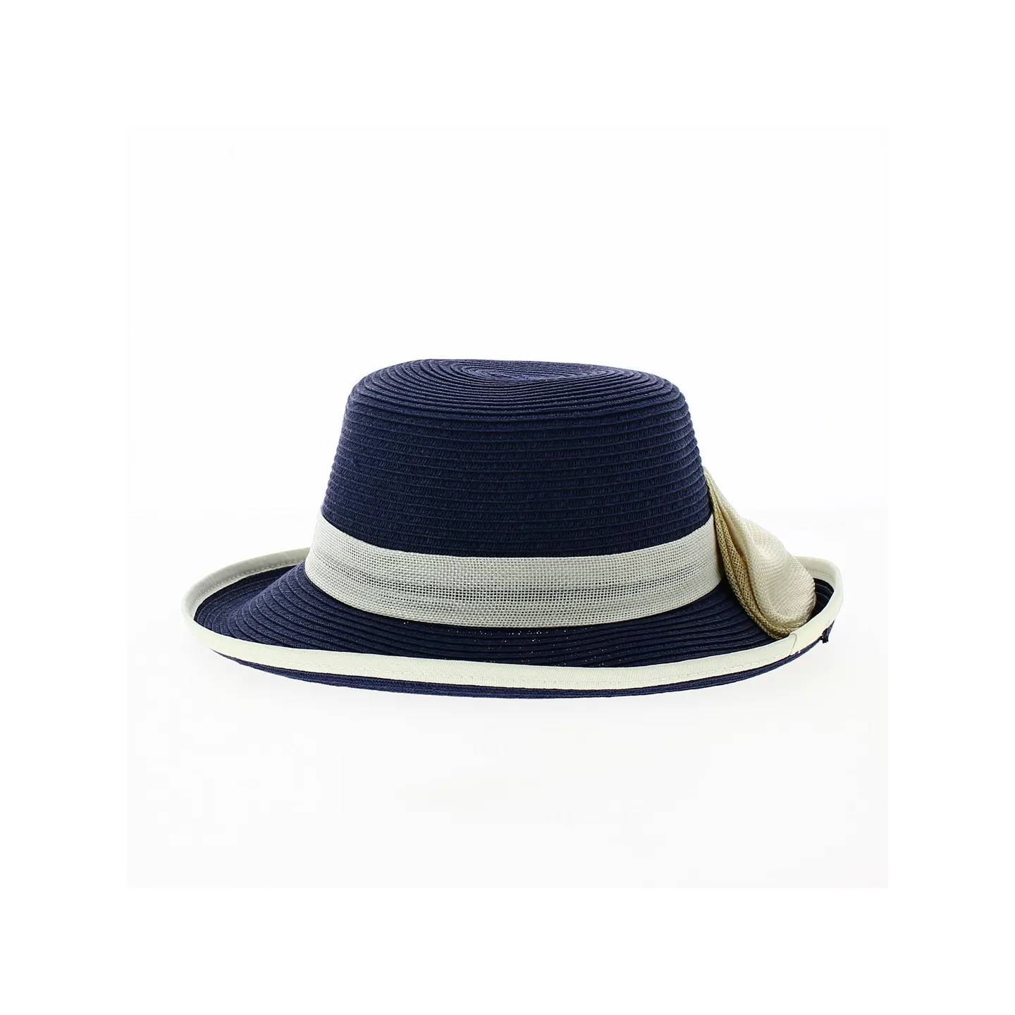 Chapeau Cloche Trani Paille Papier & Lin Bleu - Traclet