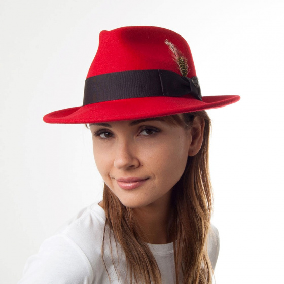 Chapeau Fedora Rouge Pachuco - Jaxon Chapeau Fedora Rouge Pachuco - Jaxon