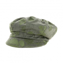 Gavroche Garden Reversible Cap Olive Green Flowered Patterns - Traclet