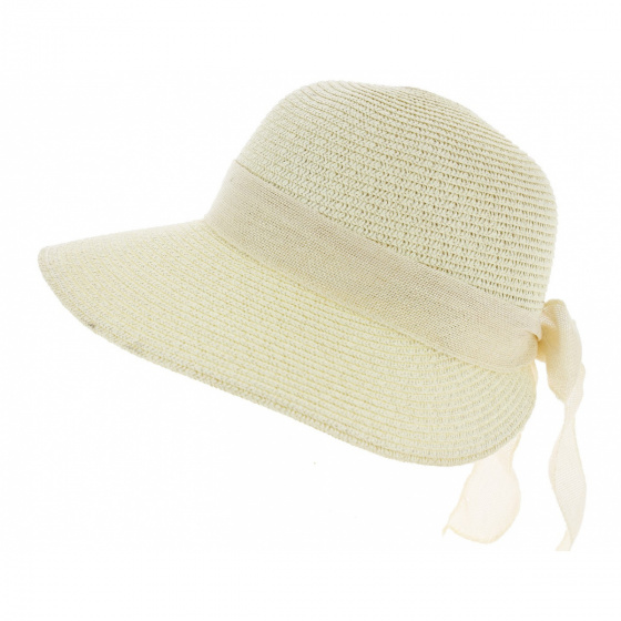 Aswan Straw Visor Cap White Paper - Traclet