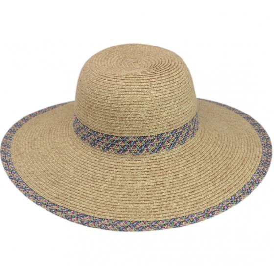 UPF50+ Lola Paper Straw Multicolored Wide-Brimmed Hat - Traclet
