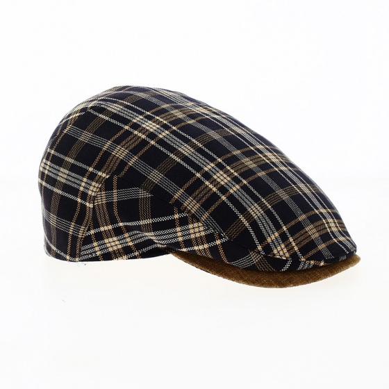 Orange Cotton Stripe Lino Flat Cap - Alfonso d'Este