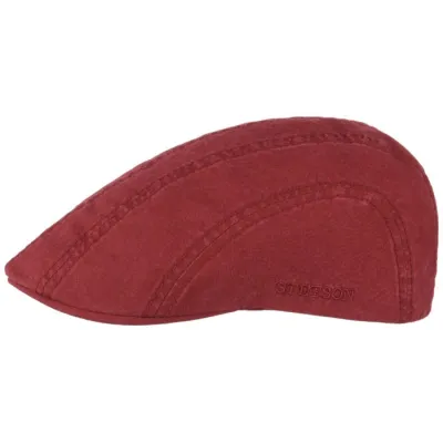 Stetson Madison Flat Cap Washed Burgundy Cotton Reference: 15519| Chapellerie Traclet