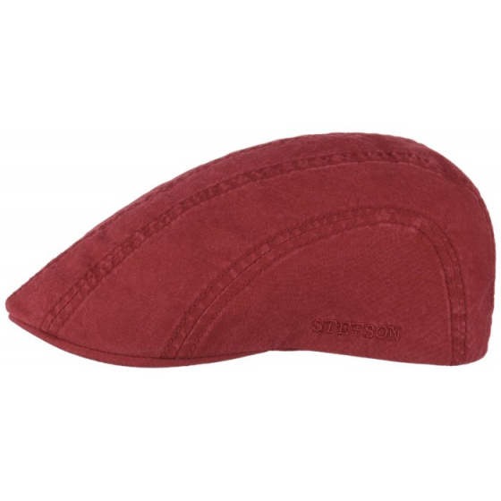 Stetson Madison Flat Cap Washed Burgundy Cotton