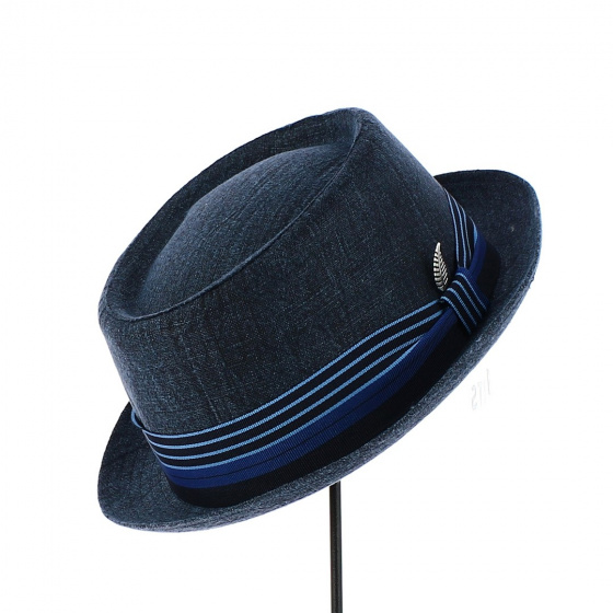 Chapeau Porkpie Andrea Lin Bleu Marine - Traclet Chapeau Porkpie Andrea Lin Bleu Marine - Traclet