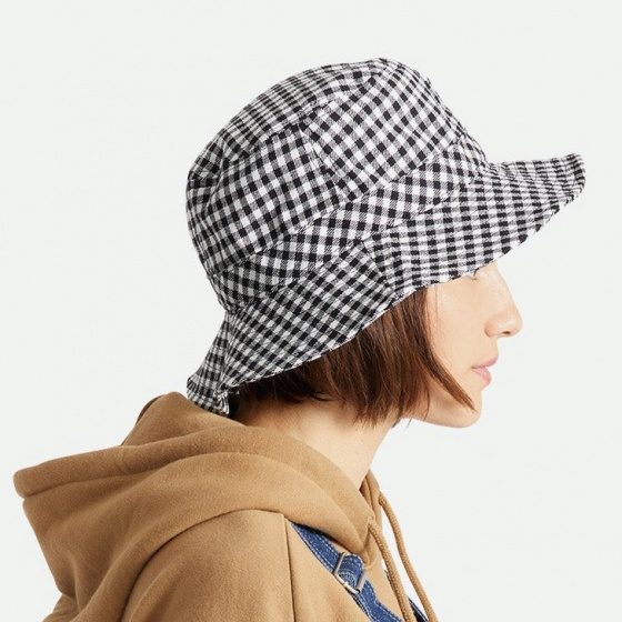 Black & White Checkered Petra Cotton Bucket Hat - Brixton