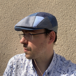 Daffy Patchwork Blue Flat Cap - Traclet