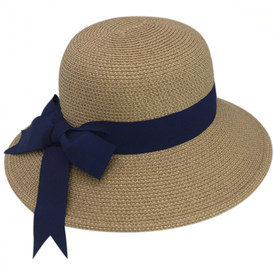 Amalfi Straw Sun Protection Hat Marine Paper - Traclet