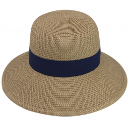 Amalfi Straw Sun Protection Hat Marine Paper - Traclet