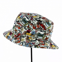 Evan Multicolored Hawaiian Pattern Cotton Bucket Hat - Flechet