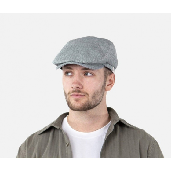 Bunga Flat Cap Cotton Blue Herringbone - Barts