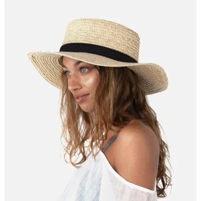 Chapeau paille femme style Canotier Lottey Paille Naturelle - Barts